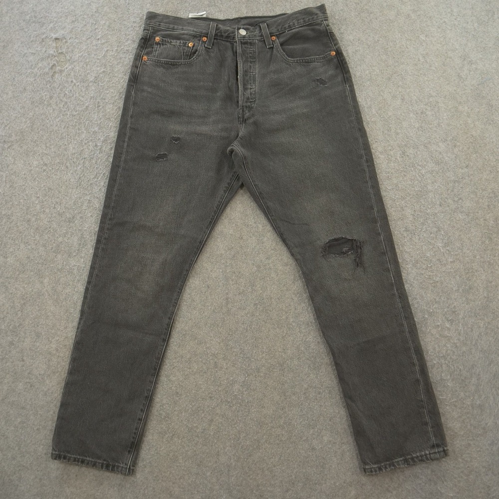 Levi's 501 Womens 32 Black Skinny Mid Rise Button Fly Denim Distressed New
